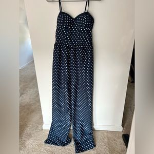 Band of Gypsies Size Medium Navy Polka Dot Corset Inspired Jumpsuit